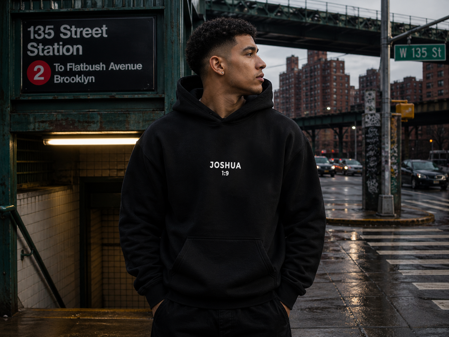 Be Strong & Courageous Hoodie - Black