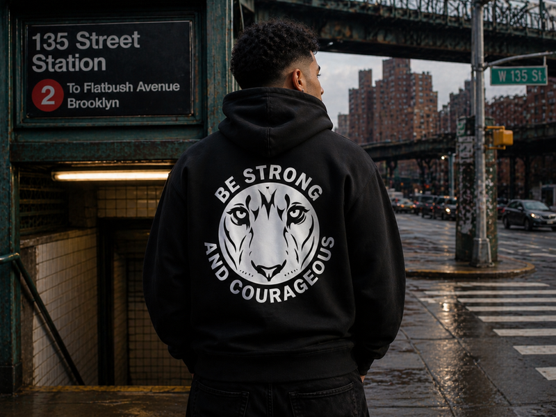 Be Strong & Courageous Hoodie - Black